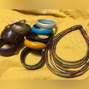 Colorful Bangle and Necklace Set